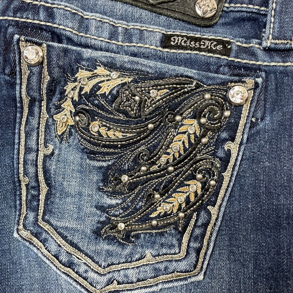 Miss Me 28 Jeans Boot Cut Cotton Blend Embellished Pockets - Picture 3 of 11
